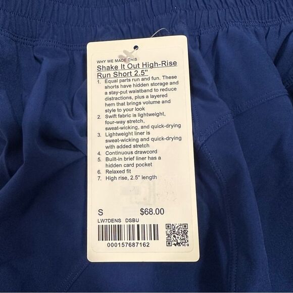 NWT small Lululemon Shake It Out HR Run Short 2.5” Deep Sea/ Cobalt Blue - Picture 5 of 7